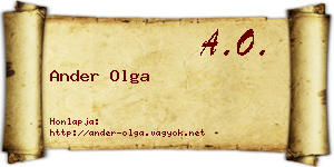 Ander Olga névjegykártya